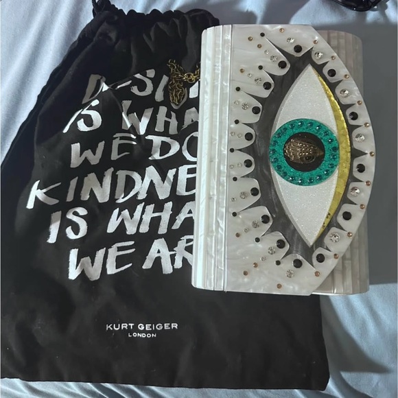 Kurt Geiger White and Teal Eye Clutch - Picture 1 of 1
